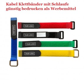 Klett Kabelbinder Kabelkletts mit Logodruck und Umlenk-...