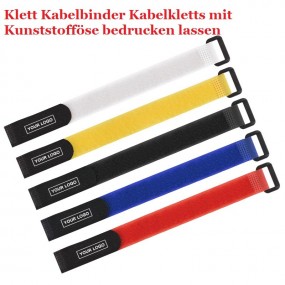 Klett Kabelbinder Kabelkletts mit Kunsstofföse bedrucke...