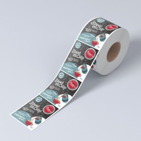Klebeetiketten Aufkleber mit Sticker Firmenlogo auf Rol...